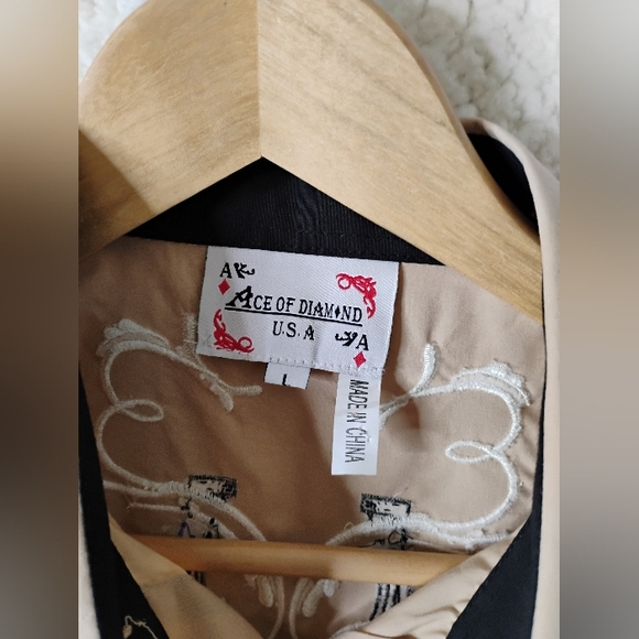 Ace of Diamonds Men's Large Western Rodeo Ranchwear Beige Button Up Long Sleeve - Picture 4 of 11